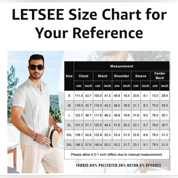 LETSEE Men's Cuban Guayabera Shirt #906 - Picture 5 of 13